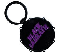 Black Sabbath Wavy Logo And Daemon Drum Double Sided Keyring Keychain