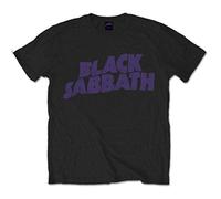 Black Sabbath Wavy Logo Vintage Official Tee T-Shirt Mens Unisex (Large)