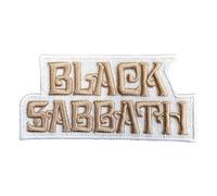 Black Sabbath Woven Text Logo Iron On Patch, White, One Size