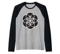 Black Sacred Geometry Flower of Life Mandala Geometric Flow Raglan Baseball Tee