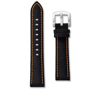 Black Sailcloth Canvas Watch Strap | 18 mm Orange Stitching | Premium Nylon | Contrast Stitch | Replacement Racing Diver Sail Cloth Band | Spring Bars and Tool Included (18mm, Orange)