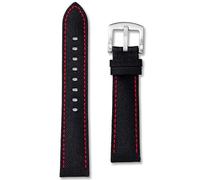 Black Sailcloth Canvas Watch Strap | 20 mm Red Stitching | Premium Nylon | Contrast Stitch | Replacement Racing Diver Sail Cloth Band | Spring Bars and Tool Included (20mm, Red)