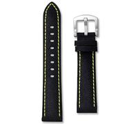 Black Sailcloth Canvas Watch Strap | 20 mm Yellow Stitching | Premium Nylon | Contrast Stitch | Replacement Racing Diver Sail Cloth Band | Spring Bars and Tool Included (20mm, Yellow)