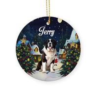 Black Saint Bernard Dog Ceramic Christmas Ornaments With Lanyard Christmas Decorations 7.3Cm Ceramics Ornaments