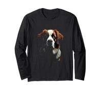 Black Saint Bernard Dog St. Bernard Face Long Sleeve T-Shirt