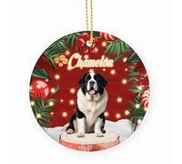 Black Saint Bernard Dogs Ceramic Christmas Ornaments With Lanyard Christmas Tree Hanging Ornament 7.3Cm Ceramics Ornaments