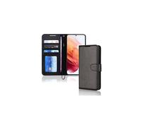 (Black) Samsung Galaxy S23 Leather Wallet Case, Flip Protective Cover with Wallet Card Holder, Stand and Wrist Strap - PU Leather with Magnetic Closure