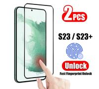 (black, Samsung Galaxy S24 FE) 2pcs Fingerprint Unlock Tempered Glass Film For Samsung Galaxy S25 S25+ S25 S24 Ultra S21 S23 / S23+ 5G FE S22+ 5G Plus Full Cover Screen Protector