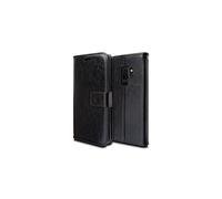 (BLACK) Samsung Galaxy S9 Plus Leather Wallet Case, Flip Protective Cover with Wallet Card Holder, Stand and Wrist Strap - PU Leather with Magnetic Closure