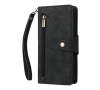 (black, Samsung S24plus/S25plus) Suitable for Samsung S23 mobile phone case rivet buckle card wallet leather case S22 fantasy nine-carat zipper anti-fall protective cover