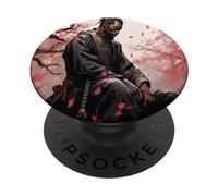 Black Samurai African Yasuke Meditating Under Cherry Blossom PopSockets Adhesive PopGrip