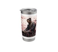 Black Samurai African Yasuke Meditating Under Cherry Blossom Stainless Steel Insulated Tumbler