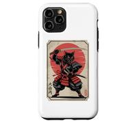 Black Samurai Cat Katana Japanese Kanji Characters Sun Case for iPhone 11 Pro