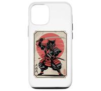 Black Samurai Cat Katana Japanese Kanji Characters Sun Case for iPhone 12/12 Pro