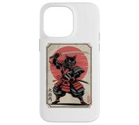 Black Samurai Cat Katana Japanese Kanji Characters Sun Case for iPhone 14 Pro Max