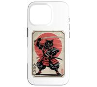 Black Samurai Cat Katana Japanese Kanji Characters Sun Case for iPhone 16 Pro