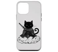 Black Samurai Cat surfing on a Cloud Anime cat Martial arts Case for iPhone 12 mini