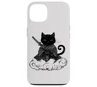 Black Samurai Cat surfing on a Cloud Anime cat Martial arts Case for iPhone 13