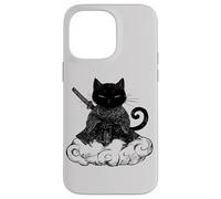 Black Samurai Cat surfing on a Cloud Anime cat Martial arts Case for iPhone 14 Pro Max