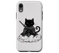 Black Samurai Cat surfing on a Cloud Anime cat Martial arts Case for iPhone XR