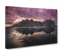 Black Sand Beach Iceland Canvas Print | Gallery Wrapped 30mm Frame Wall Art | 20x14 inches | Ready to Hang | Abstract Seascape Picture | Living Room Bedroom Lounge Office