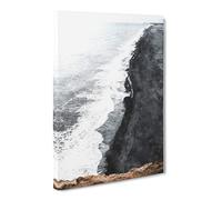 Black Sand Beach In Iceland Abstract Painting Modern Canvas Wall Art Print Ready to Hang, Framed Picture for Living Room Bedroom Home Office Décor, 20x14 Inch (50x35 cm)