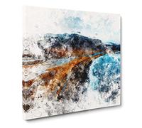 Black Sand Beach in Iceland Watercolour Canvas Print | Gallery Wrapped 30mm Frame Wall Art | 20x20 inches | Ready to Hang | Modern Seascape Picture | Living Room Bedroom Lounge Office