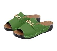 Black Sandals Women's Sandals Platform Mules Summer Lightweight and Comfortable Mules Comfortable Leisure Slippers Leather with Footbed Slippers White Elegant Water Sandals, Green, 8.5 UK