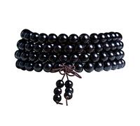 Black Sandalwood Buddha Bead 108 Ebony Wooden Buddhist Mala Beads Necklace for Prayer,12mm