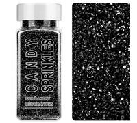 Black Sanding Sugar Sprinkles, 4.6 oz Edible Sparkling Sugar Crystals for Baking Topping, Cupcakes, Cookies, Ice Cream & Cake Decorating, Wedding Party Halloween Supplies