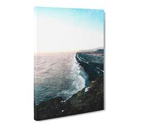 Black Sands Beach In Iceland Painting Modern Canvas Wall Art Print Ready to Hang, Framed Picture for Living Room Bedroom Home Office Décor, 20x14 Inch (50x35 cm)