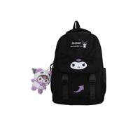 (Black) Sanrio Kuromi Cinnamoroll Large Capacity Backpack With Schoolbag Outdoor Pendant