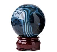 Black Sardonyx Geode Crystal Ball Decorative Crystals Sphere Polished Divination Home Office Decoration,6.5-7cm