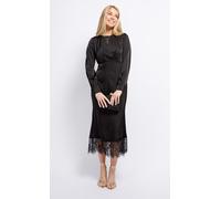 Black Satin and Lace Midaxi Dress Little Mistress Black 12