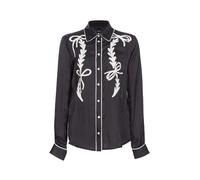 Black Satin Embroidered Shirt - female - PINKO - Shirts - Black - M - Blouses & Shirts M