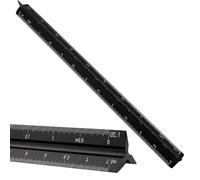 Black Scale Ruler, Architectural Drafting Tool with Metric Measurements, Professional Metal Rule for Technical Drawing and Construction Engineering