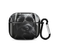 Black Schnauzer Dog Bluetooth Earbuds Case Cover Full Body Shockproof Protection Hard Case Support Wireless Charging with Keychain Personalized Gift for AirPods 3