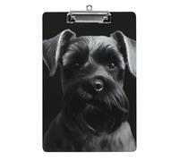 Black Schnauzer Dog Clipboard,Decorative Clip Board Acrylic Clipboards with Low Profile Metal Clip for Office,Teachers,Standard Letter Size 8.5x12.5