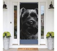 Black Schnauzer Dog Door Cover Decoration 35 * 70 In, Boho Colorful Landscape Door Curtains Banners Backdrop Background Doorway Decor for Indoor Outdoor Party Decorations