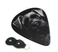 Black Schnauzer Dog Guitar Picks 6-Pack - Pick Set (0.46mm / 0.71mm / 0.96mm) Suitable For Guitar And Ukulele Playing