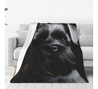 Black Schnauzer Dog Print Blanket Soft Cozy Throw Blanket Warm Flannel Throw Blankets Lightweight Fleece Blanket Plush Air Conditioner Blanket for Chair Bedroom Couch Bed Outdoor Travel 80"x60"