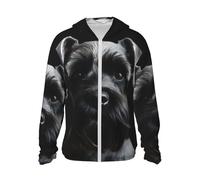 Black Schnauzer Dog Sun Protection Hoodie Jacket Full Zip Long Sleeve Sun Shirt with Pockets for Outdoor, Black, M