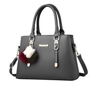 Black School Handbag Over The Shoulder Bag Women Womens Bag Elegant Casual Leather Messenger Large Capacity Handbag Fashion Shoulder for Men (Grey,One Size)