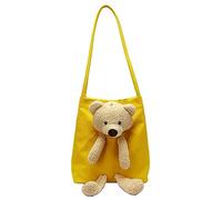 Black School Handbag Shoulder Bag for Women One Shoulder Canvas Bag Student Women's Pure Color Cute Handbag High Capacity Casual Travel Kawaii Fashion (Yellow,One Size)