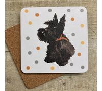 BLACK SCOTTIE DOG - SPOTS COASTER BY WHITE COTTON CARDS (C-S5)