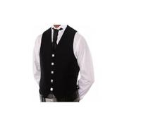 Black Scottish Kilt Waistcoat of 5 Buttons Prince Charlie Vest (as8, numeric, numeric_44, regular, regular)