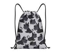 Black Scottish Terrier Dogs Cute Women Men Drawstring Bag Adjustable Swimming Bags Durable String Backpack For Yoga Climbing Picnic