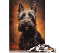 Black Scottish Terrier Portrait Jigsaw Puzzles for Adults Kids. 1000 Piece Impossible Challenge Toy Educational Game Home Decoration for Educational Games 1000pcs (75x50cm)
