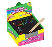Black Scratch Paper - Dazzle Coated Cards 8.5 x 8.5 cm, Drawing Board Set, 100 Scratch Sheets, 2 Wooden , Gift Box | Fun Art Activity for