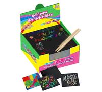 Black Scratch Paper - Rainbow Drawing Sheet 20cm Colorful Art Board Magic Painting Block | Creative Craft Toy for Girls Boys Birthday Halloween Party